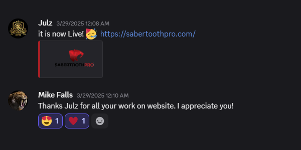 Sabertooth Pro client testimonial 3